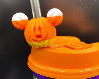 Mickey Pumpkin Candy Corn Straw Topper Charm Halloween Decoration