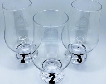 Standard  Size Glencairn Whiskey Tasting Tags Set with Storage Stem (Numbers or Letters)