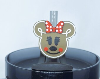 Gingerbread Minnie Mouse Drink Straw Topper Charm Holiday Decoration for Stanley Cups!