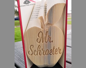 Custom Book Folding Pattern- Apple- Teacher Name