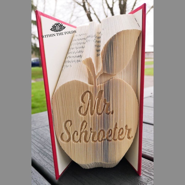 Custom Book Folding Pattern- Apple- Teacher Name