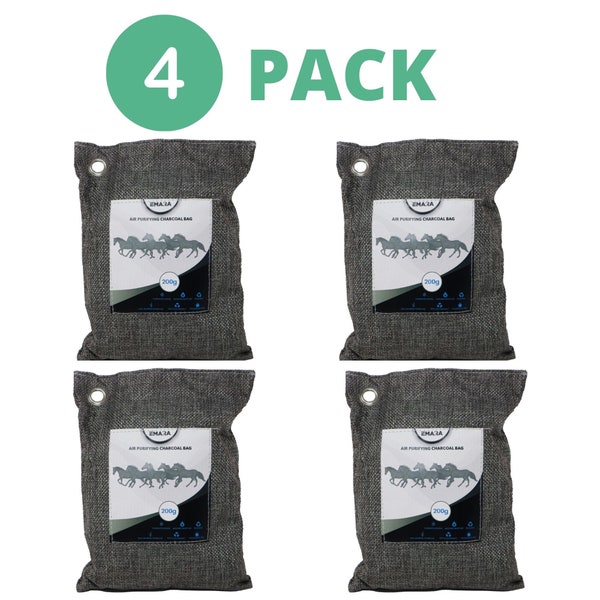 4 pack EMARA activado carbón de bambú purificador de ambientador de larga duración, elimina los olores naturalmente para el hogar, coche, baño, armario