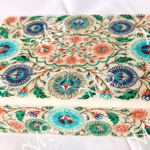 Marble Inlay Jewelry Box: Handmade Semiprecious Stone Trinket Box