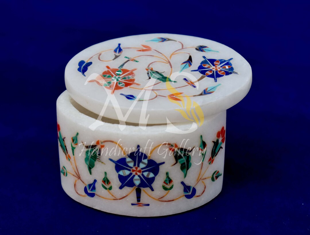 Marble Inlay Jewellery Gifting Box, Marble Trinket Box, Marble Inlay ...