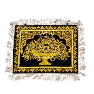 Zardozi art work/tapestry art work/ needle point hand work/silk embroidery wall hanging/office wall decoration/ resham work,golden zari work
