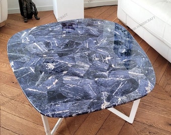32" Sodalite Stone Table Top, Handmade Kitchen Dining Decor