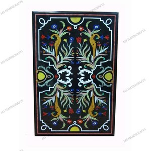 48&quot;×30&quot; Buy Black Marble Inlay Pietra Dura Art HallWay Dining Table and Coffee Table For Home Decoration, Marble Inlay TimeLess modern Table