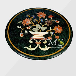 Black Marble Inlay Table top, Marble Dining tablehome decor, Pietra Dura Art, Marble Inlay Table, marble center tables, marble dining tables