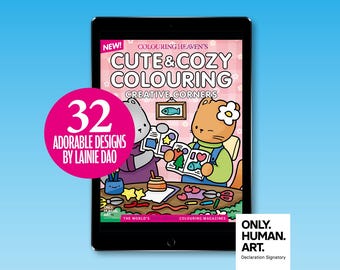 Colouring Heaven Cute & Cozy Colouring Creative Corners (Digital Download PDF) | Comfy Cosy Colouring | Lainie Dao | Only Human Art