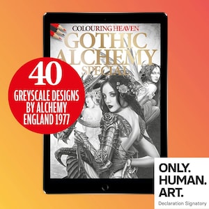Coloring Heaven Gothic Alchemy Special (Descarga digital PDF) / Páginas para colorear góticas en escala de grises / Alquimia Inglaterra 1977 / Sólo arte humano