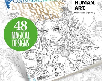 Colouring Heaven BUMPER Mermaids & Sirens Special (Print Magazine) | Colouring Pages | Multiple Artists | Only Human Art
