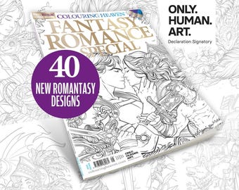 Kleurplaten Heaven Fantasy Romance Special | Romantasiekleuring | Geïnspireerd door Fourth Wing en ACOTAR | Fabiana Trere | Alleen menselijke kunst