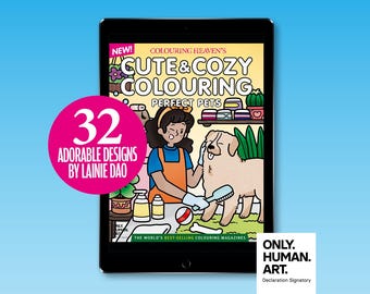 Colouring Heaven Cute & Cozy Colouring Perfect Pets (Digital Download PDF) | Comfy Cosy Colouring | Lainie Dao | Only Human Art