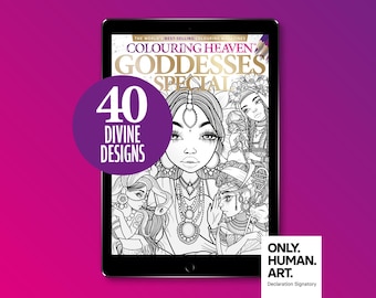 Colouring Heaven Goddesses Special (Digital Download PDF) | Goddess Colouring Pages | Mystic Art Mirrors | Only Human Art