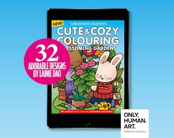 Colouring Heaven Cute & Cozy Colouring Blossoming Gardens (Digital Download PDF) | Comfy Cosy Colouring | Lainie Dao | Only Human Art