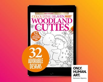 Colouring Heaven Pocket Woodland Cuties (Digital Download PDF) | Cozy Colouring Pocket Magazine | Only Human Art