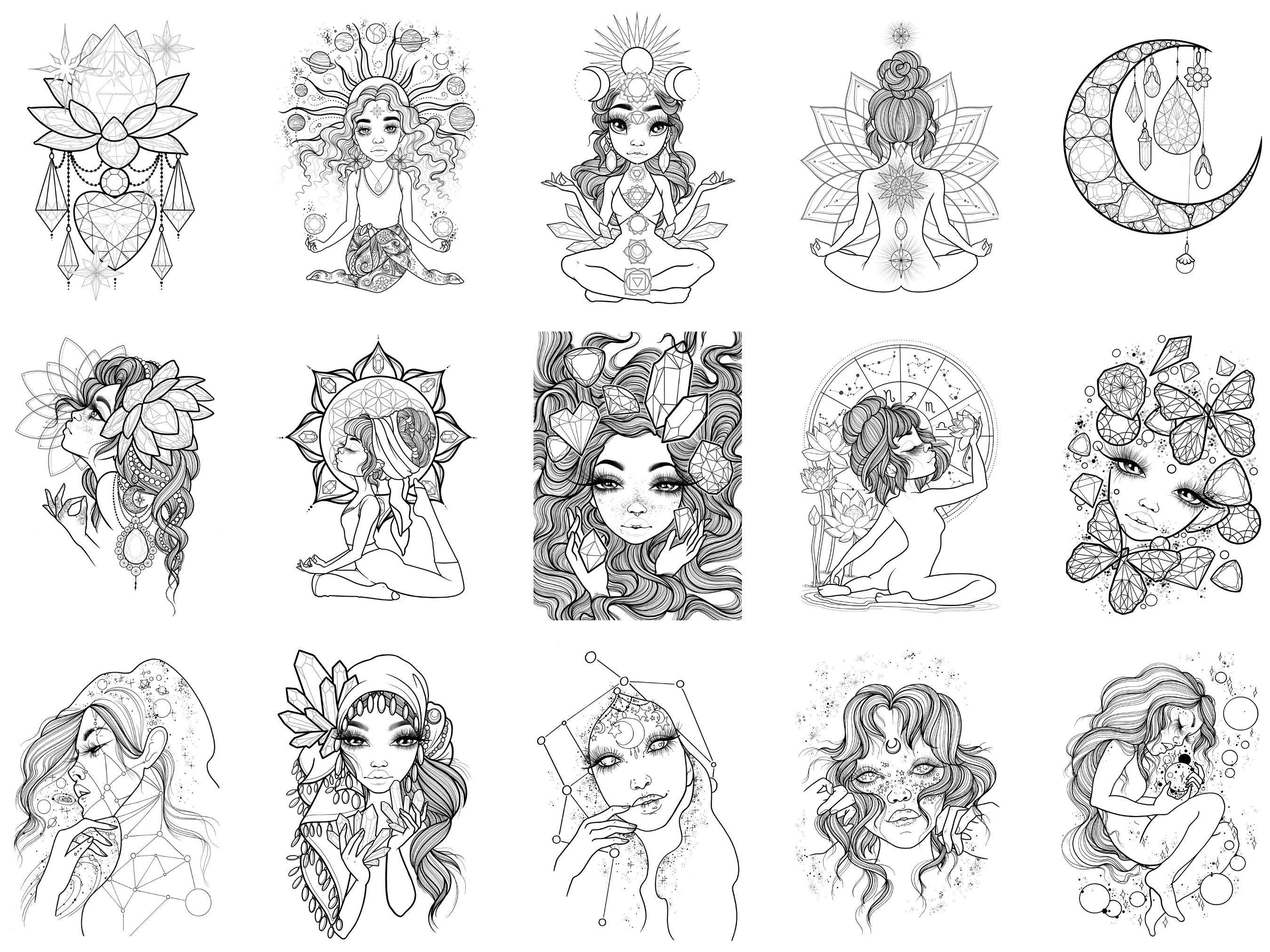 Esoteric Colouring In Colouring Heaven Collection Healing Crystals (digital Download PDF ...