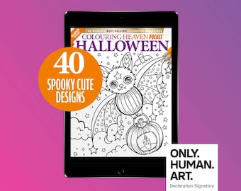 Colouring Heaven Pocket Halloween (Digital Download PDF) | Cute Halloween Colouring | Cozy Colouring Pocket Magazine | Edwina Mc Namee