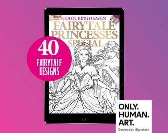 Colouring Heaven Fairytale Princesses Special (Digital Download PDF) | Fairytale Princess Colouring | Selina Fenech | Human Art