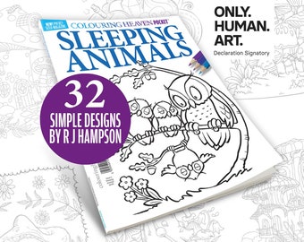 Colouring Heaven Pocket Sleeping Animals | Mini Pocket Travel Sized Colouring Magazine | RJ Hampson | Only Human Art