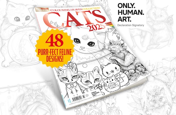 Colouring Heaven Collection Cats | Cat Colouring Pages | TOP Colouring Artists | Only Human Art