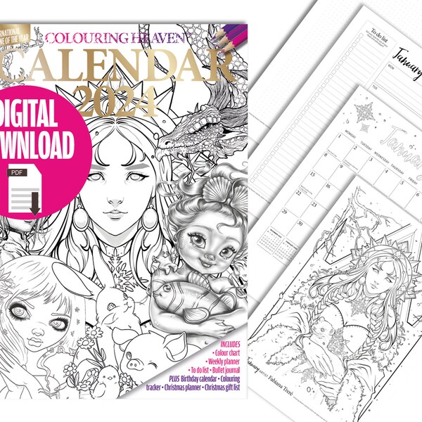 Colouring in Calendar 2024 Etsy