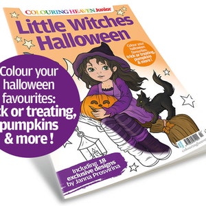 Colouring Heaven Junior Little Witches Halloween (Print Magazine) | Kids Colouring for Children | Colouring for Beginners | Janna Prosvirina