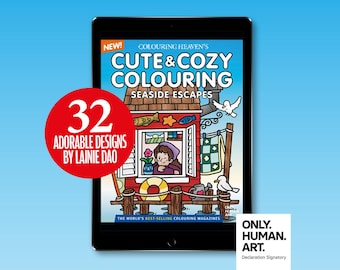 Colouring Heaven Cute & Cozy Colouring Seaside Escapes (Digital Download PDF) | Comfy Cosy Colouring | Lainie Dao | Only Human Art
