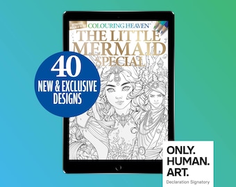 Colouring Heaven The Little Mermaid Special (Digital Download PDF) | Mermaid Colouring Pages | Only Human Art