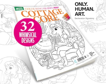 Colouring Heaven Pocket Cottagecore | Mini Pocket Travel Sized Colouring Magazine | Morgan O&#39;Brien | Only Human Art