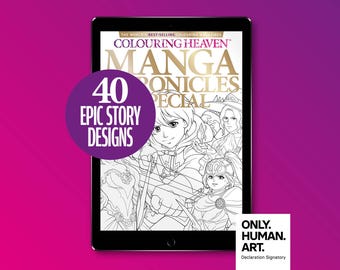 Colouring Heaven Manga Chronicles Special (Digital Download PDF) |  Fantasy Manga Colouring | Jolene Yeo | Only Human Art