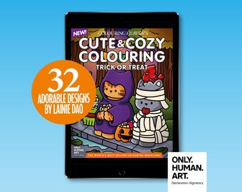 Colouring Heaven Cute & Cozy Colouring Trick or Treat (Digital Download PDF) | Comfy Cosy Colouring | Lainie Dao | Only Human Art