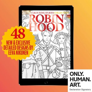 Colouring Heaven Collection Robin Hood (Digital Download PDF) | Robin Hood Colouring Pages | Eeva Nikunen | Only Human Art