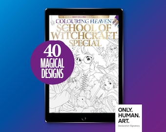 Colouring Heaven School of Witchcraft (Digital Download PDF) | Nature Colouring Pages | Stenaira | Only Human Art