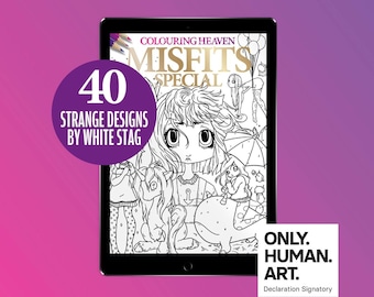 Colouring Heaven Misfits Special (Digital Download PDF) | Weird & Wonderful Fantasy Colouring | White Stag | Only Human Art