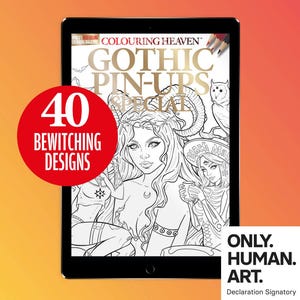 Colouring Heaven Gothic Pin-Up Special (Digital Download PDF) | Gothic Colouring Pages | Anna Marine | Only Human Art