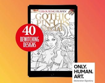 Colouring Heaven Gothic Pin-Up Special (Digital Download PDF) | Gothic Colouring Pages | Anna Marine | Only Human Art