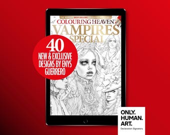Colouring Heaven Vampires Special (Digital Download PDF) | Vampire Colouring Pages | Enys Guerrero | Only Human Art