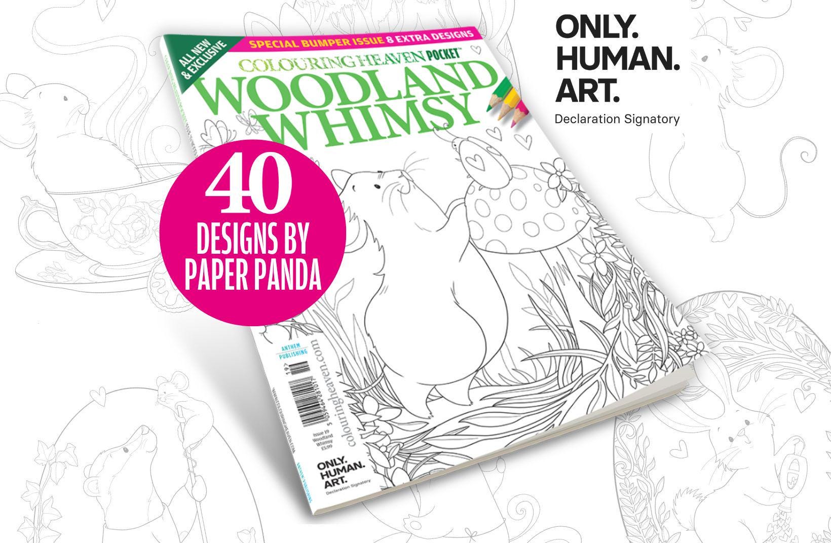 Colouring Heaven Pocket Woodland Whimsy – Bumper! | Animal Colouring | Travel Sized Colouring | Paper Panda Colouring | Only Human Art