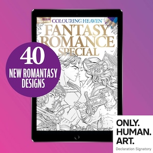 Ausmalbild Himmel Fantasy Romantik Spezial (Digitaler Download PDF) | Romantik Ausmalbilder | Vierter Flügel & ACOTAR | Fabiana Trere | Menschenkunst