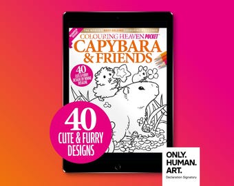 Colouring Heaven Pocket Capybara & Friends (Digital Download PDF) | Cozy Colouring Pocket Magazine | Only Human Art