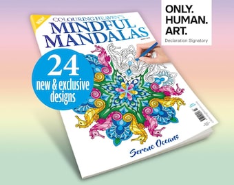 Mindful Mandalas Serene Oceans (Print Magazine) | Relaxing Colouring & Self-care | Only Human Art