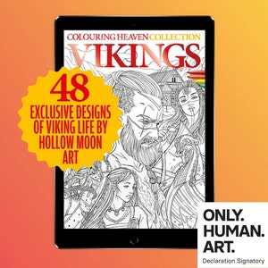 Colouring Heaven Collection Vikings (Digital Download PDF) | Viking Colouring | Nelleke Schoemaker (Hollow Moon Art) | Only Human Art