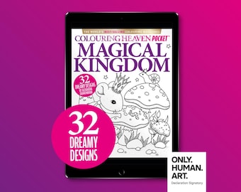 Colouring Heaven Pocket Magical Kingdom (Digital Download PDF) | Cozy Colouring Pocket Magazine | Only Human Art