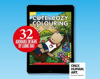 Colouring Heaven Cute & Cozy Colouring Lazy Days (Digital Download PDF) | Comfy Cosy Colouring | Lainie Dao | Only Human Art