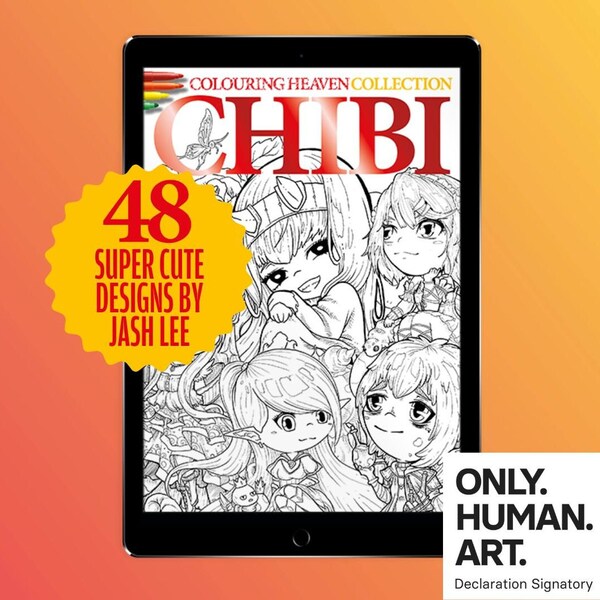 Färbung Himmel Kollektion Chibi (Digitaler Download PDF) | Anime Manga Chibi Malvorlagen | Jash Lee | Nur menschliche Kunst