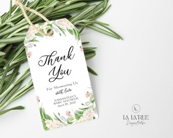 GREENERY FLORAL Thank You Favor Tag Template, Baby Shower Favor Tag, Printable Gift Tag, Shower Favor Tag Template, Digital Download, A01