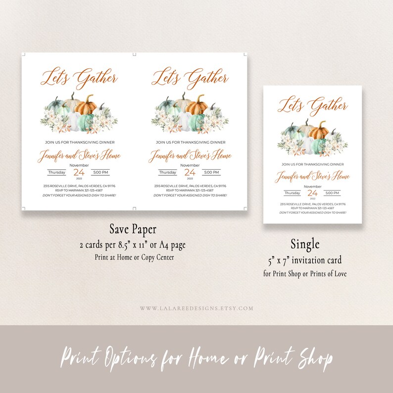 Thanksgiving Dinner Invitation Template Fall Printable Thanks Giving Autumn Let/'s Gather Invite Download Templett
