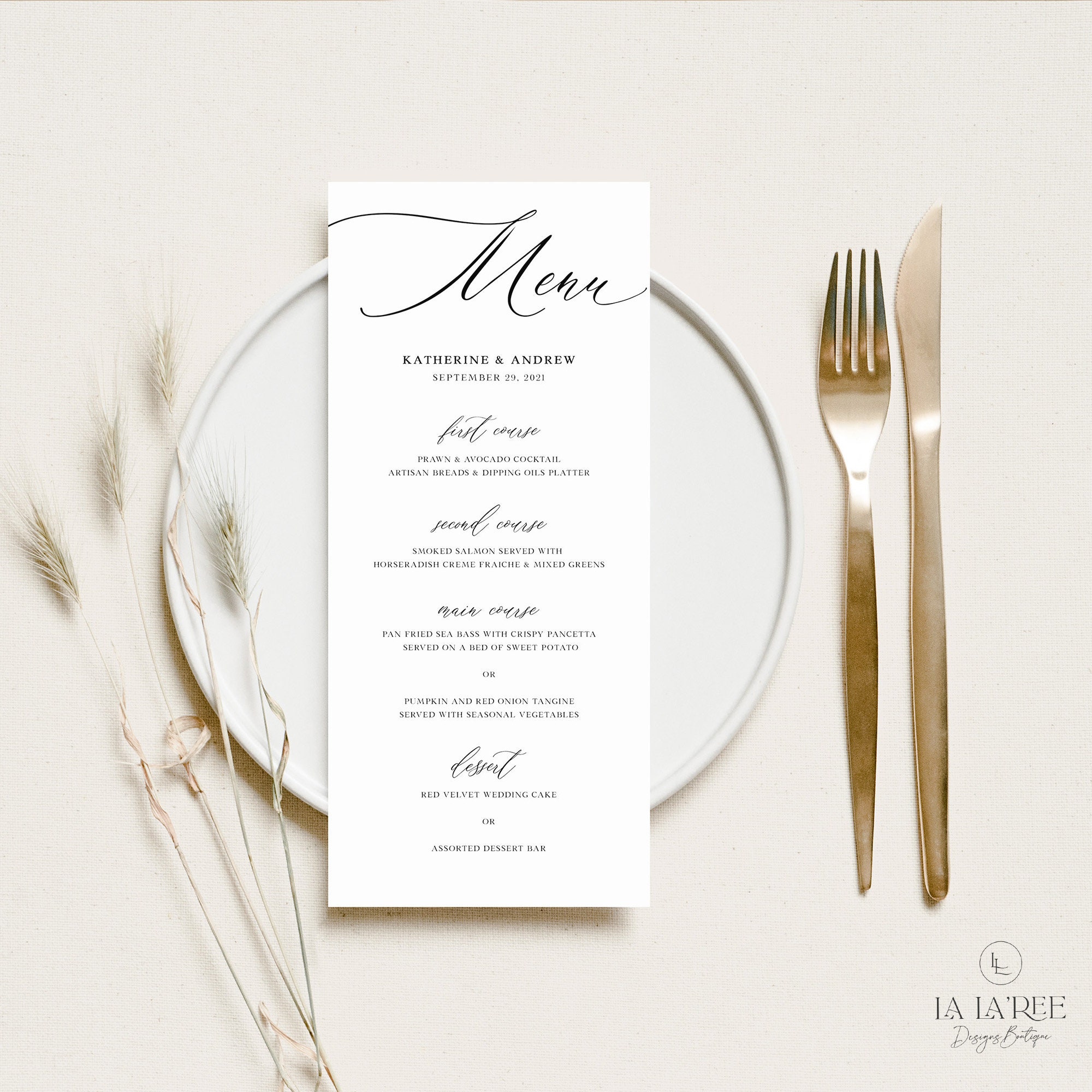 Elegant Wedding Menu Template Modern Menu Printable Etsy Hong Kong