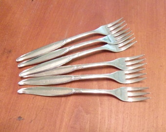 Two Antique Silver Plate Cocktail Forks With Mother Of Pearl Handle Circa 1930